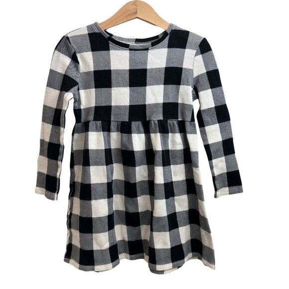Old Navy Log Sleeve Crew Neck Dress Checkered Black and White 5T - Picture 1 of 5